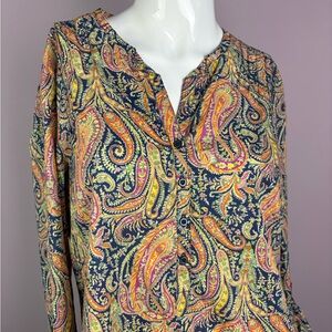 Liberty Art Fabrics Multicolor Paisley Cotton Tunic Top Women’s Small